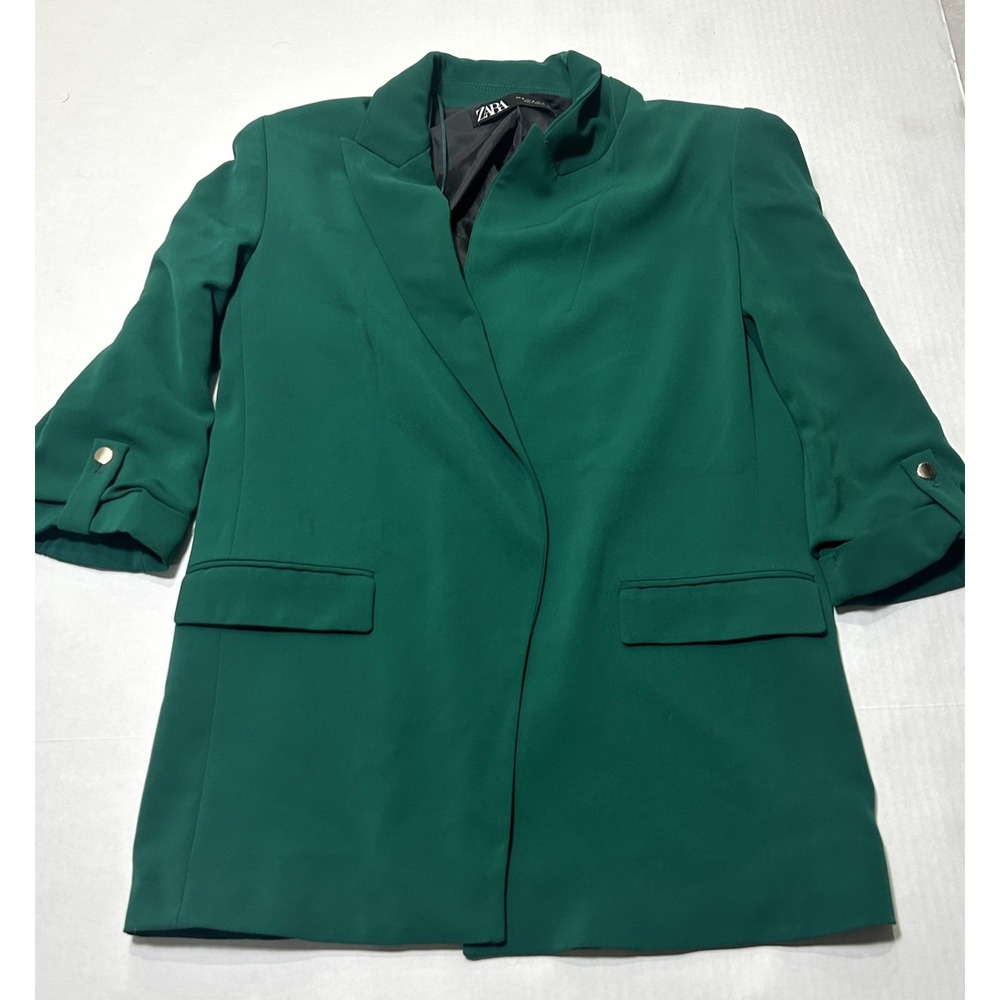 Zara Woman's Blazer Jacket. Green Size Medium